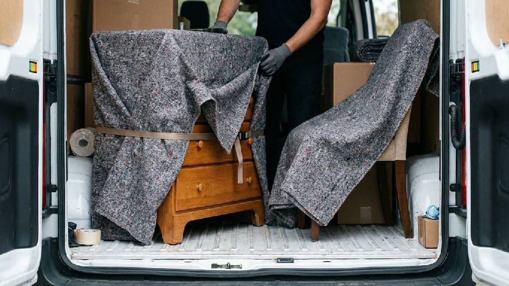 Verhuisdozen klaar voor transport naar opslag